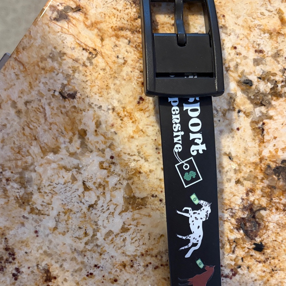 Black Reptile Accessory Strap with Canine & Money Print